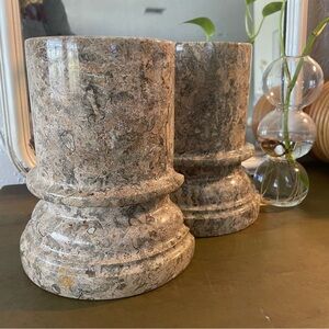 Marble Fossil Stone Column Bookends